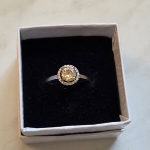 Elegant Silver and Yellow Stone Women's Ring